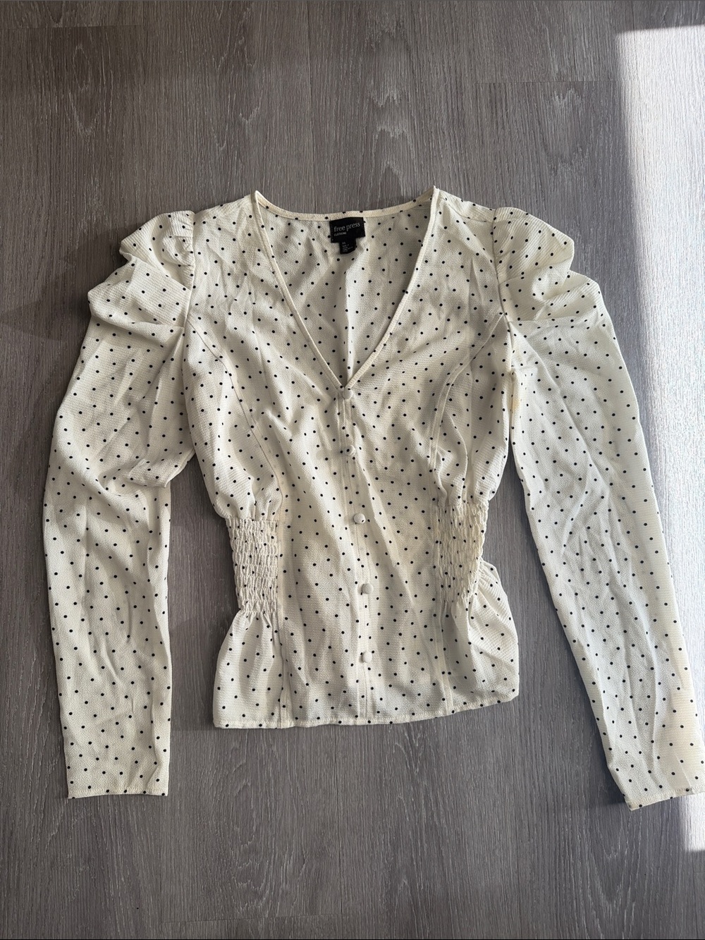 free press White Blouse with Black Polka Dots